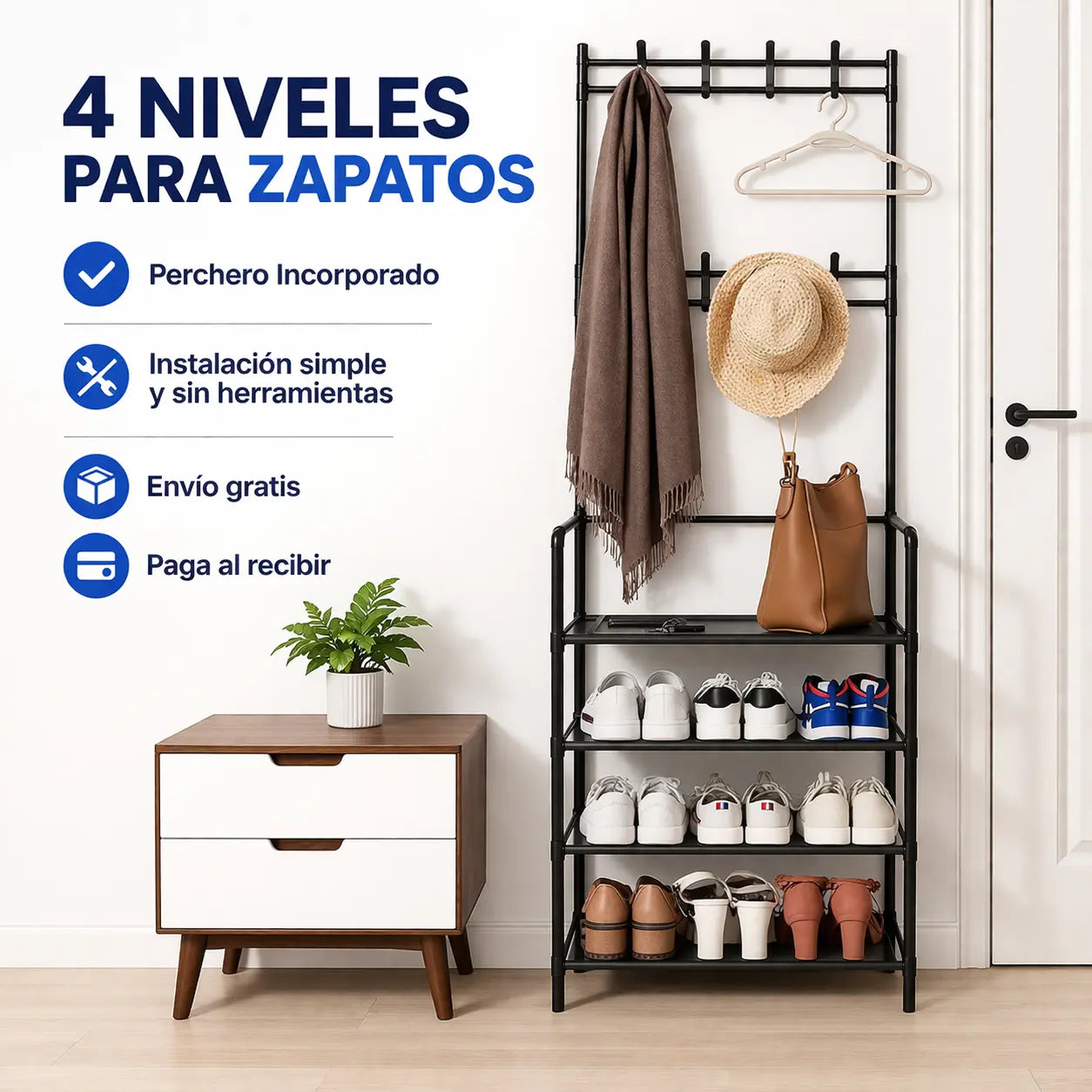Organizador De Zapatos Con Perchero - RackPlus™
