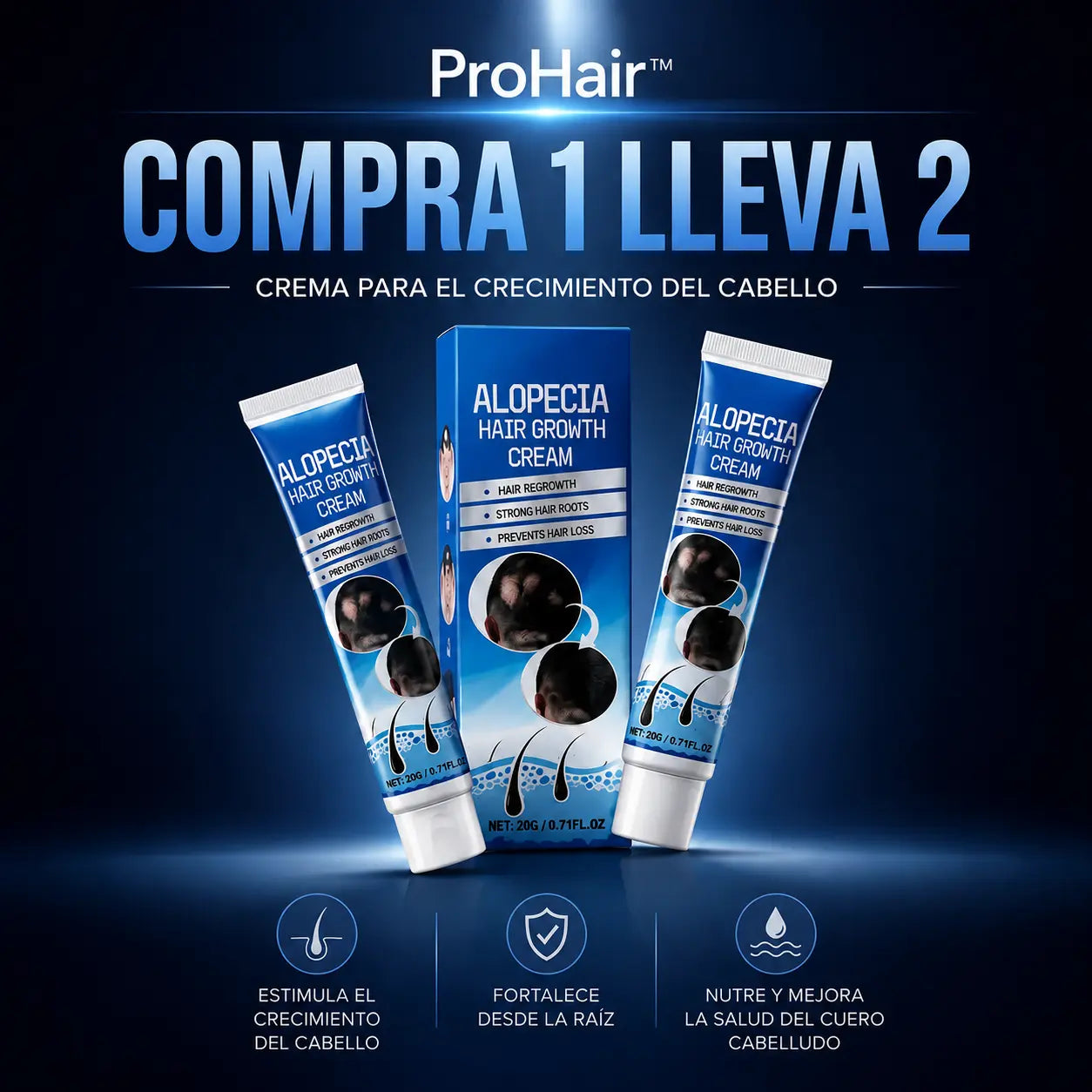 Compre 1 Llévate 2 – Crema Para Crecimiento Capilar ProHair™